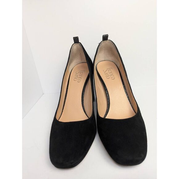 Franco Sarto Ingall black suede snakeskin accent block heel pumps women's 8.5 - Picture 6 of 8